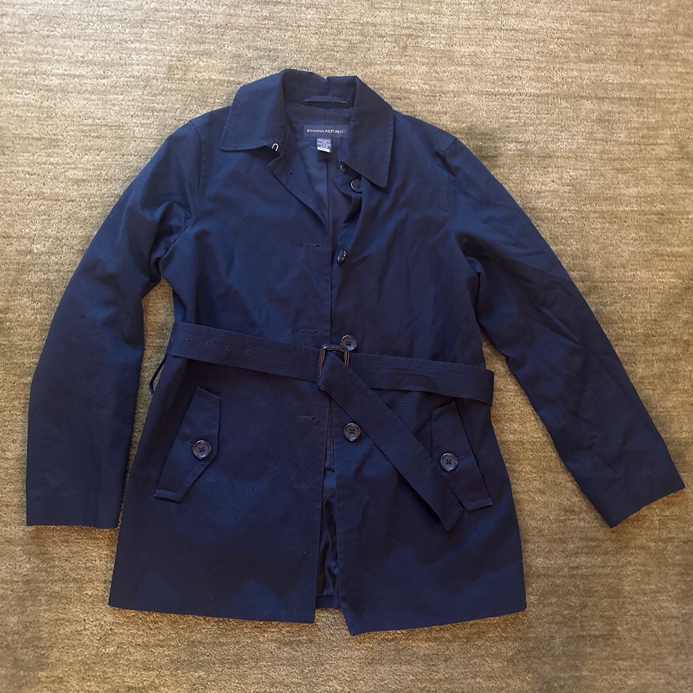 Banana Republic belted navy raincoat